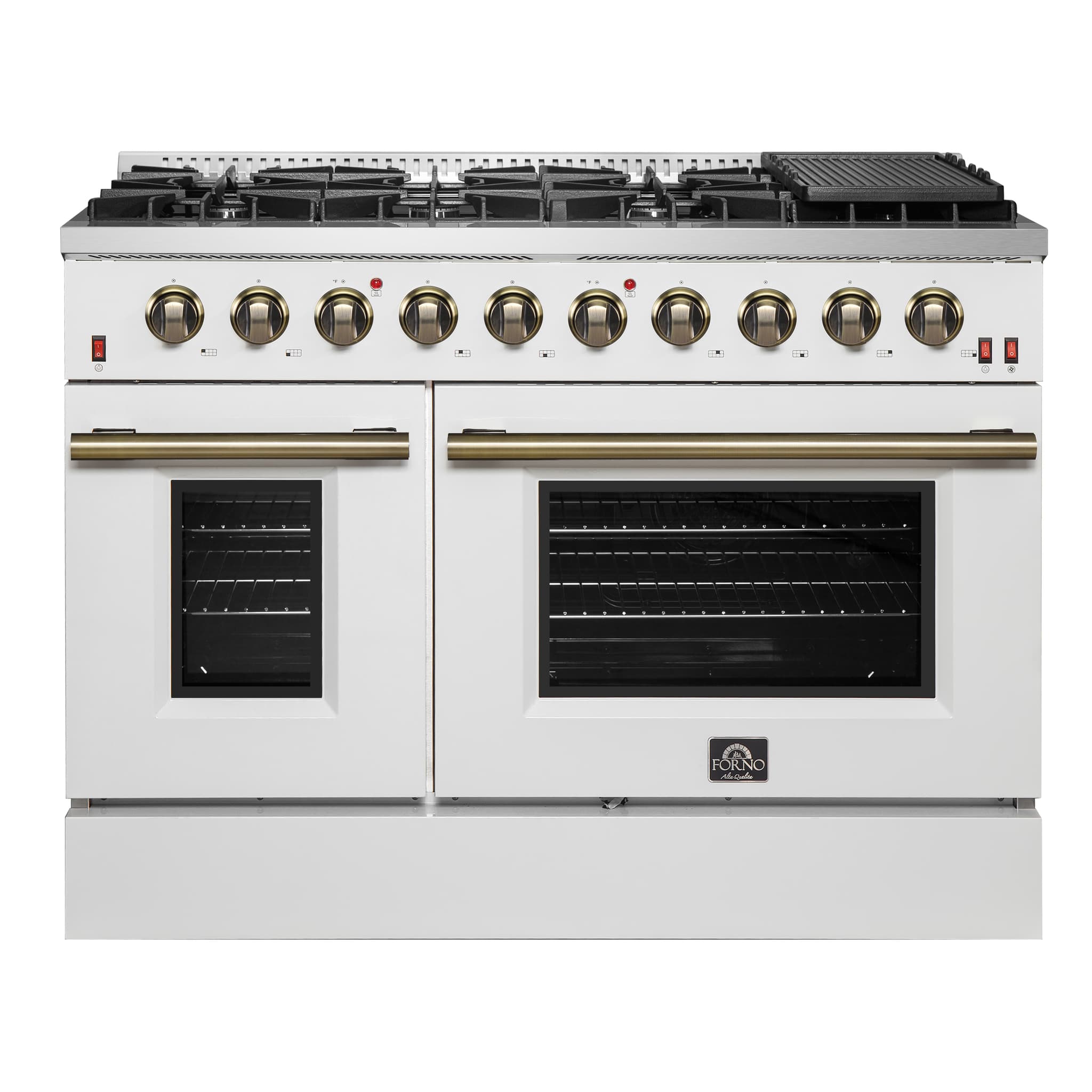 Forno Capriasca 36-Inch Freestanding French Door Gas Range, 6 Burners, Convection Oven, Energy Efficient