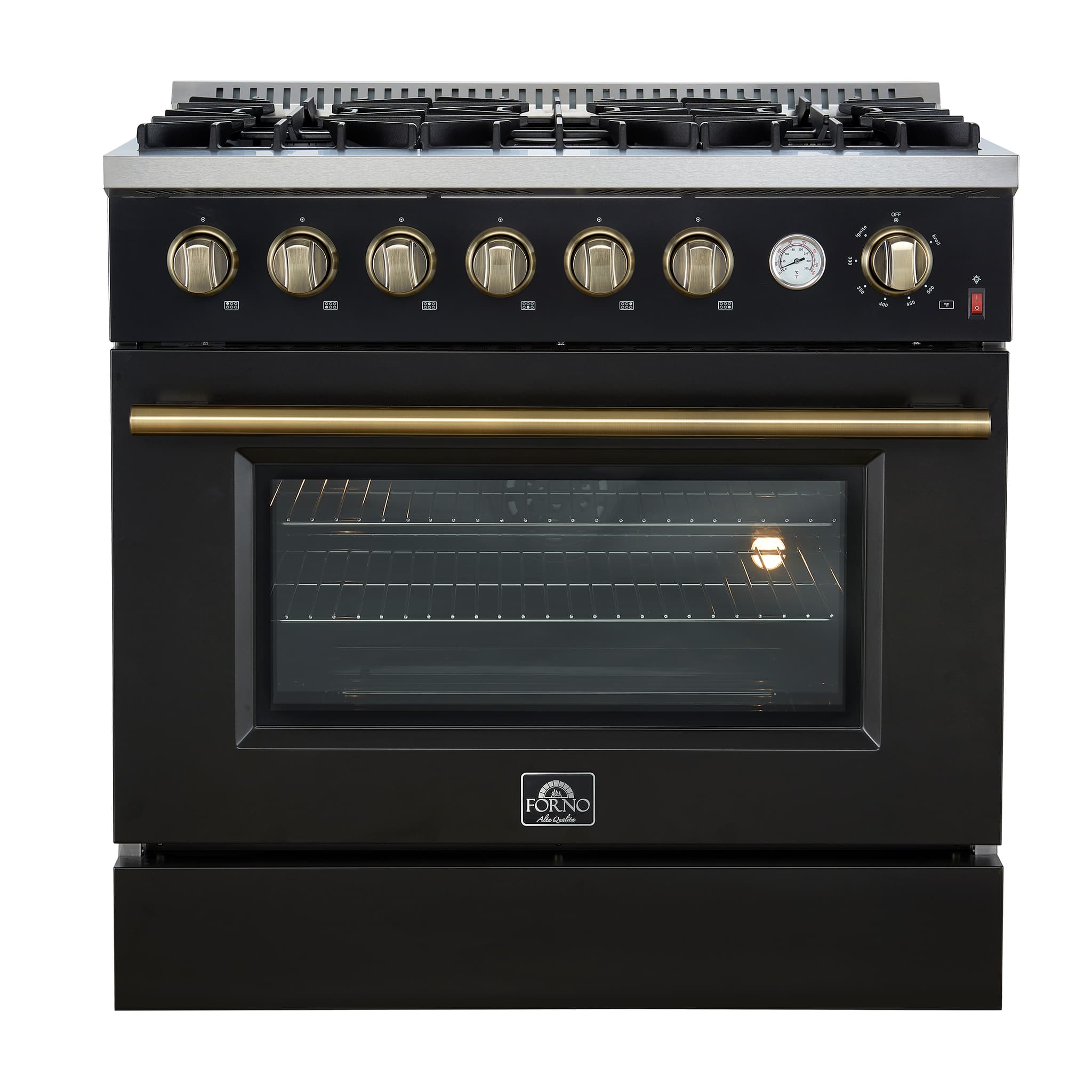 Forno Capriasca 48-Inch Freestanding French Door Gas Range, 8 Burners, Convection Oven, Energy Efficient
