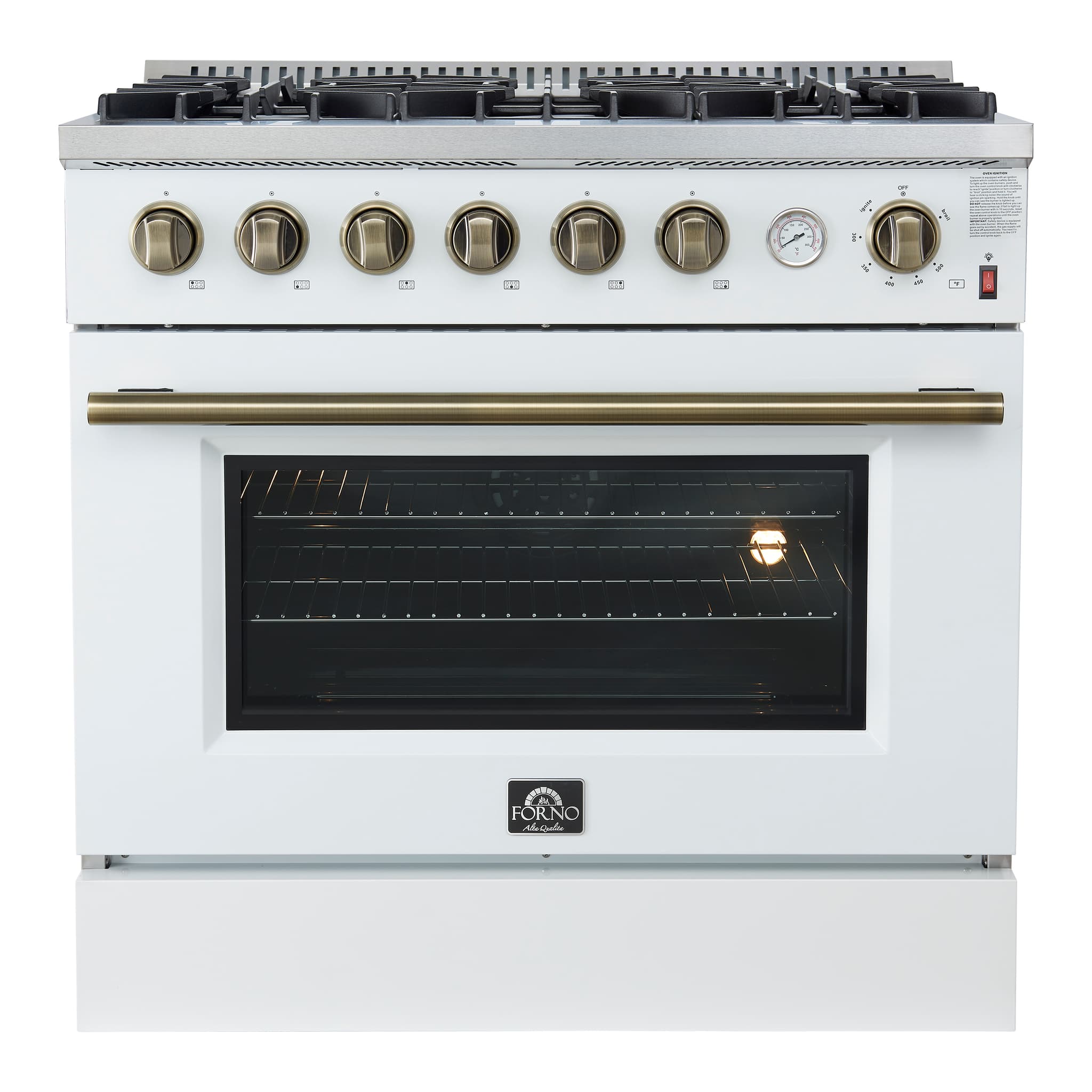 Forno Galiano 48-Inch Freestanding Gas Range, Stainless Steel, 8 Burners, 107,000 BTU, Griddle, Double Ovens, Energy Efficient