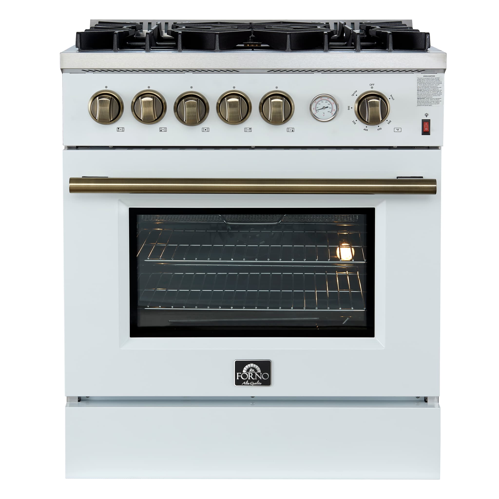 Forno Galiano 48-Inch Freestanding French Door Gas Range, 8 Burners, Griddle, Convection Oven, Energy Efficient