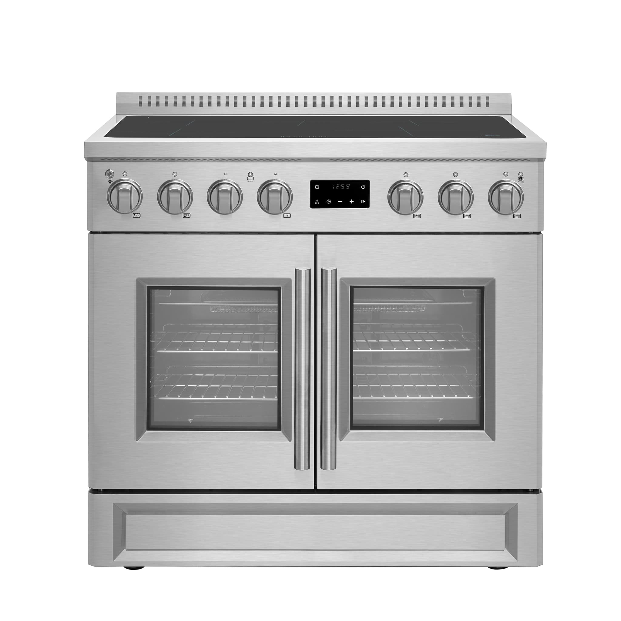 Forno Leonardo Espresso 30-Inch Slide-In White Induction Range, Convection Oven, 5 Cooking Zones, Touch Control Panel