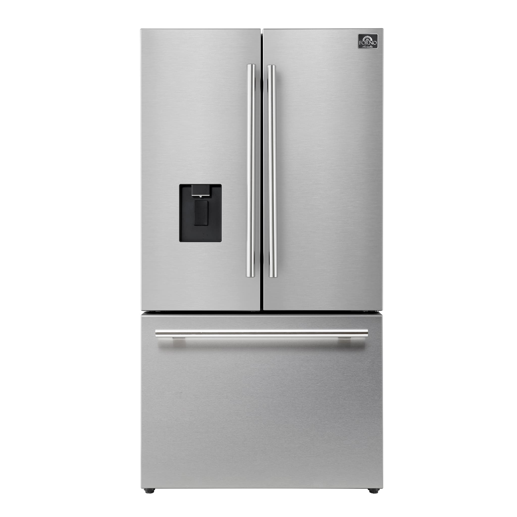 Forno Gallipoli Espresso 30-Inch Black French Door Refrigerator, Bottom Freezer, 17.5 Cu. Ft., No Frost, Ice Maker