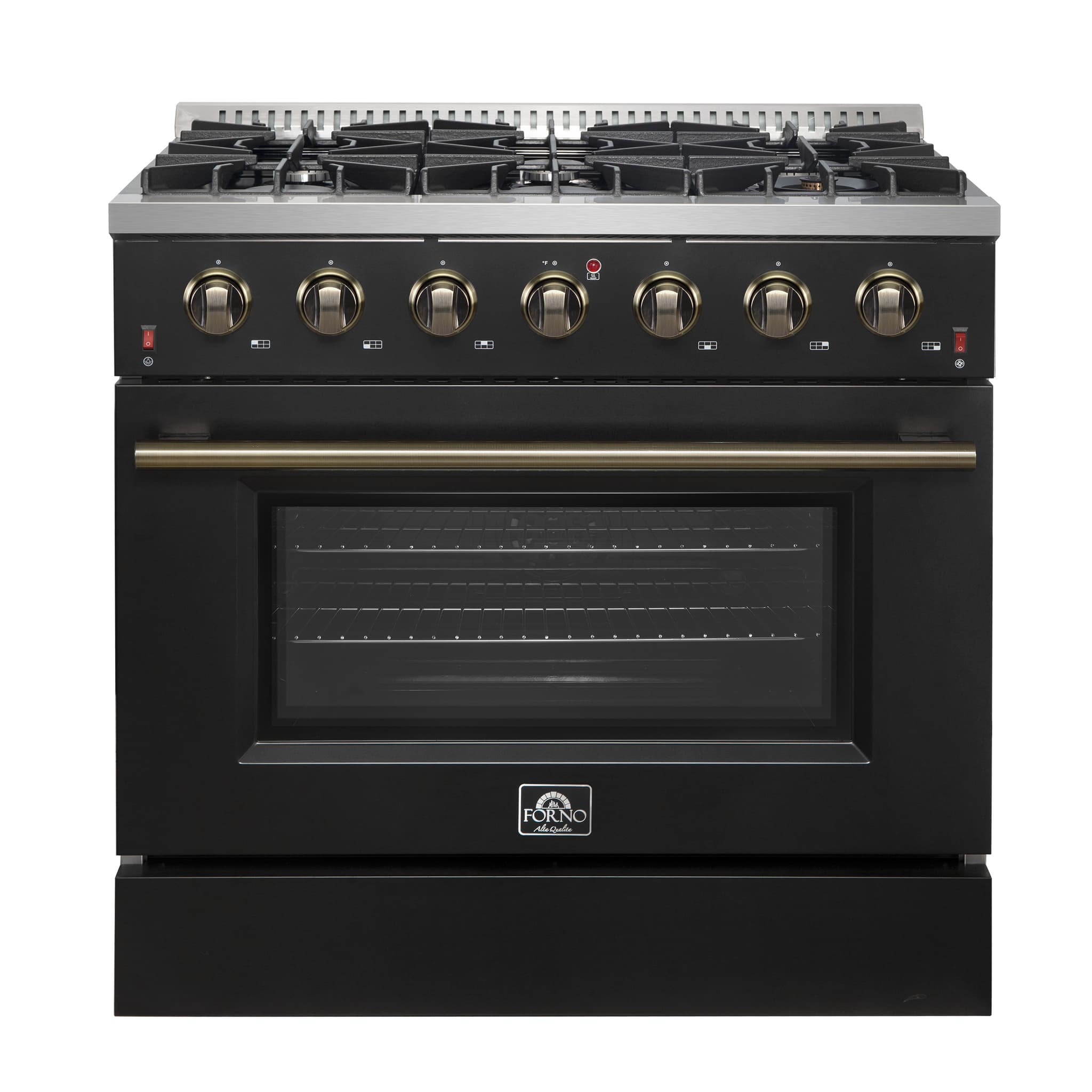 Forno Massimo 36-Inch Freestanding French Door Gas Range, 6 Burners, Convection Oven, Energy Efficient