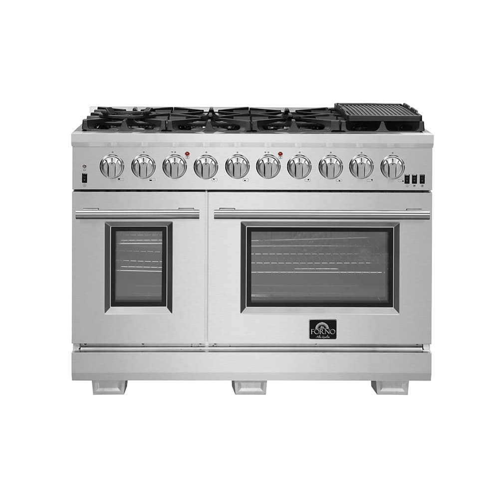 Forno Galiano 30-Inch Freestanding French Door Gas Range, 4 Burners, Convection Oven, Energy Efficient