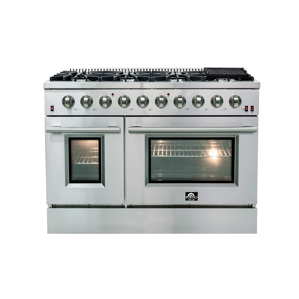 Forno Capriasca 36-Inch Gas Range, Stainless Steel, 6 Brass Burners, 120,000 BTU, Convection Oven, Energy Efficient
